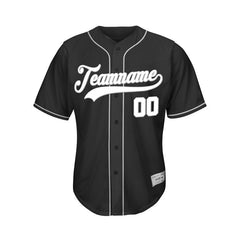 Custom Black Button Down Hipster Baseball Jersey
