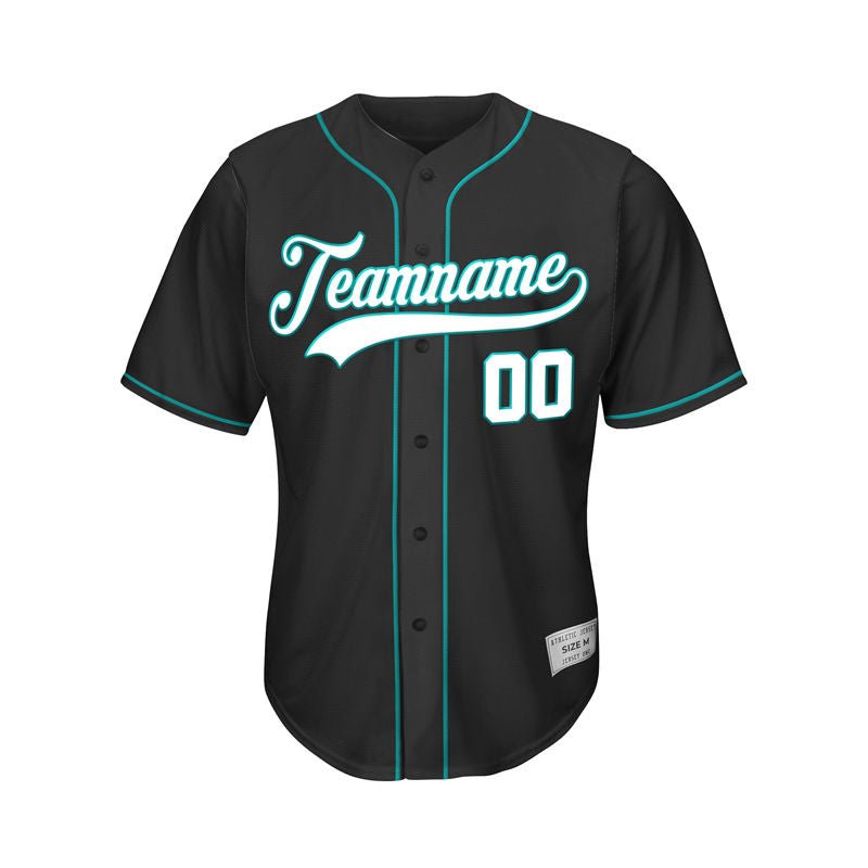 Custom Black Button Down Hipster Baseball Jersey