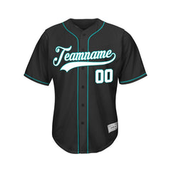 Custom Black Button Down Hipster Baseball Jersey