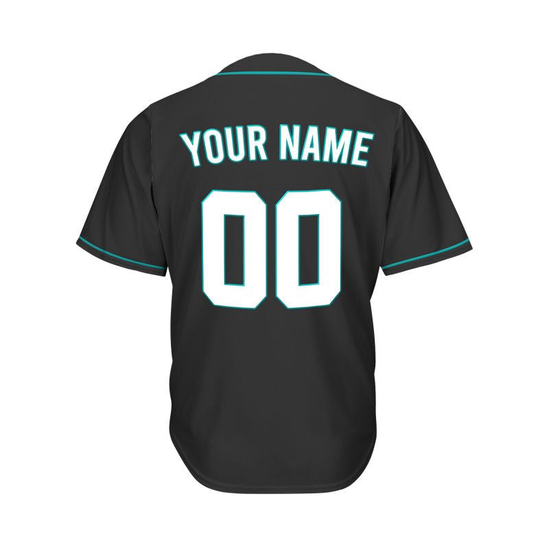 Custom Black Button Down Hipster Baseball Jersey