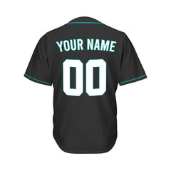 Custom Black Button Down Hipster Baseball Jersey