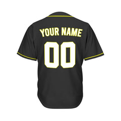Custom Black Button Down Hipster Baseball Jersey