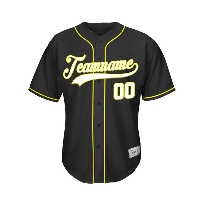 Custom Black Button Down Hipster Baseball Jersey