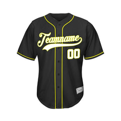 Custom Black Button Down Hipster Baseball Jersey
