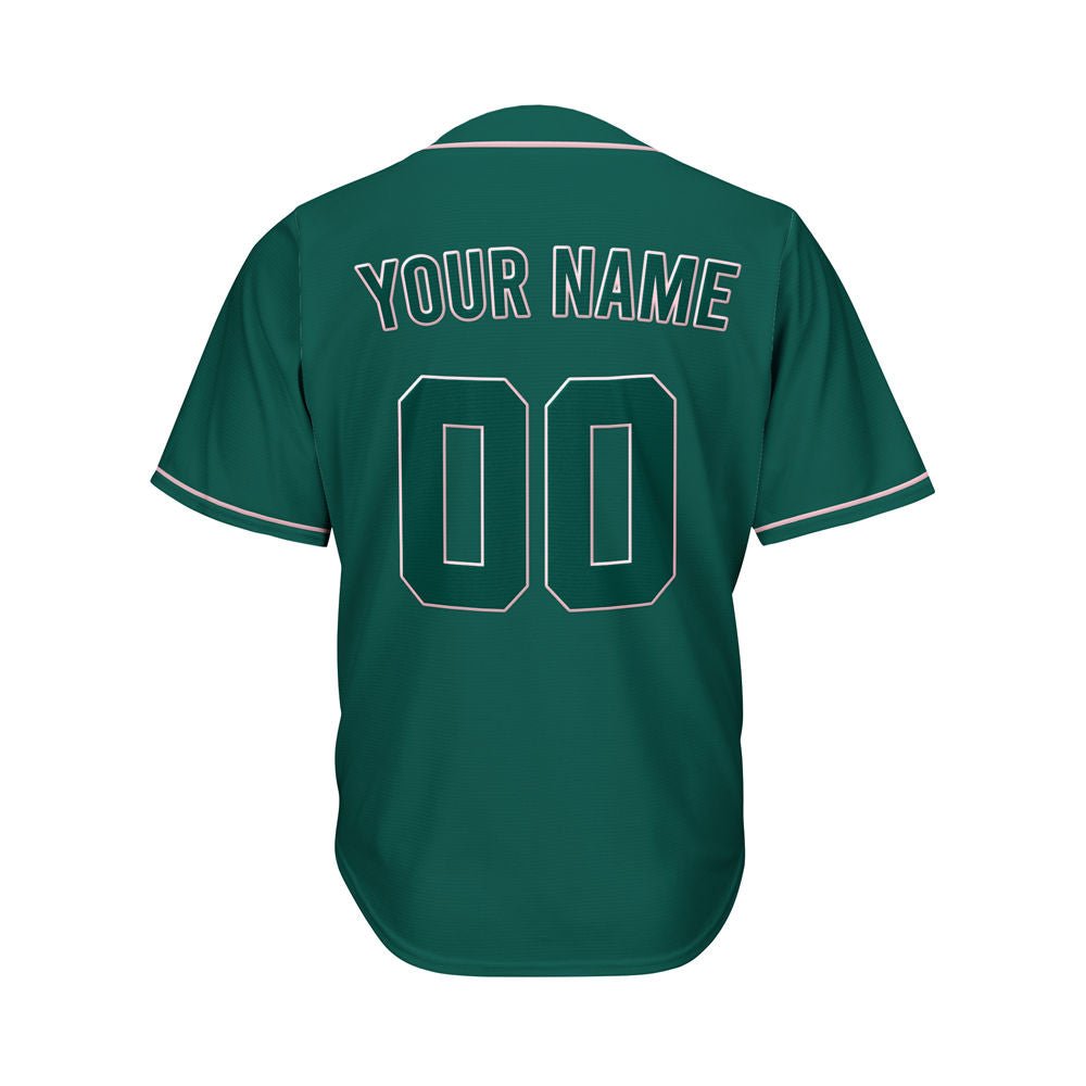 Custom Baseball Jersey Deep Green Pink Design Jersey One