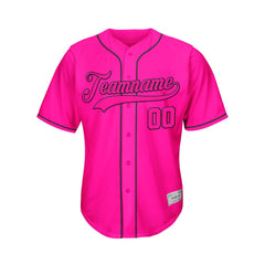 Custom Deep Pink Button Down Hipster Baseball Jersey