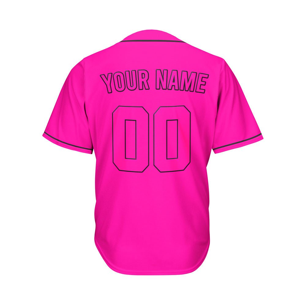 Custom Deep Pink Button Down Hipster Baseball Jersey