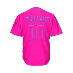 Custom Deep Pink Button Down Hipster Baseball Jersey