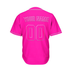 Custom Deep Pink Button Down Hipster Baseball Jersey