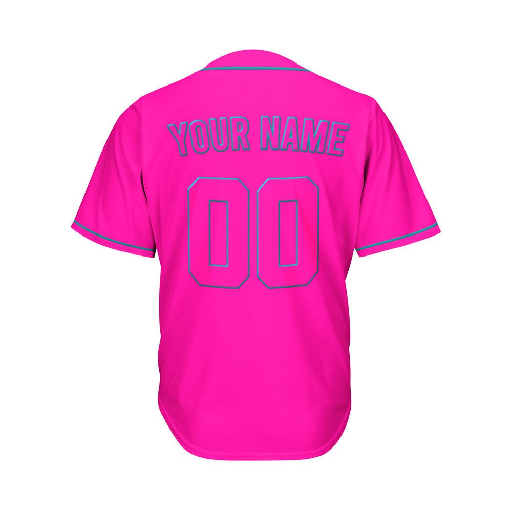 Custom Deep Pink Button Down Hipster Baseball Jersey