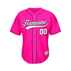 Custom Deep Pink Button Down Hipster Baseball Jersey