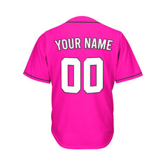 Custom Deep Pink Button Down Hipster Baseball Jersey