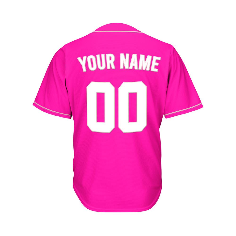 Custom Baseball Jersey Deep Pink White Pink Design Jersey One