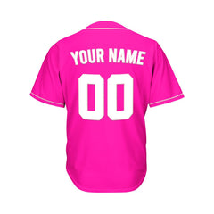 Custom Baseball Jersey Deep Pink White Pink Design Jersey One