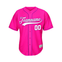 Custom Deep Pink Button Down Hipster Baseball Jersey