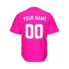 Custom Deep Pink Button Down Hipster Baseball Jersey