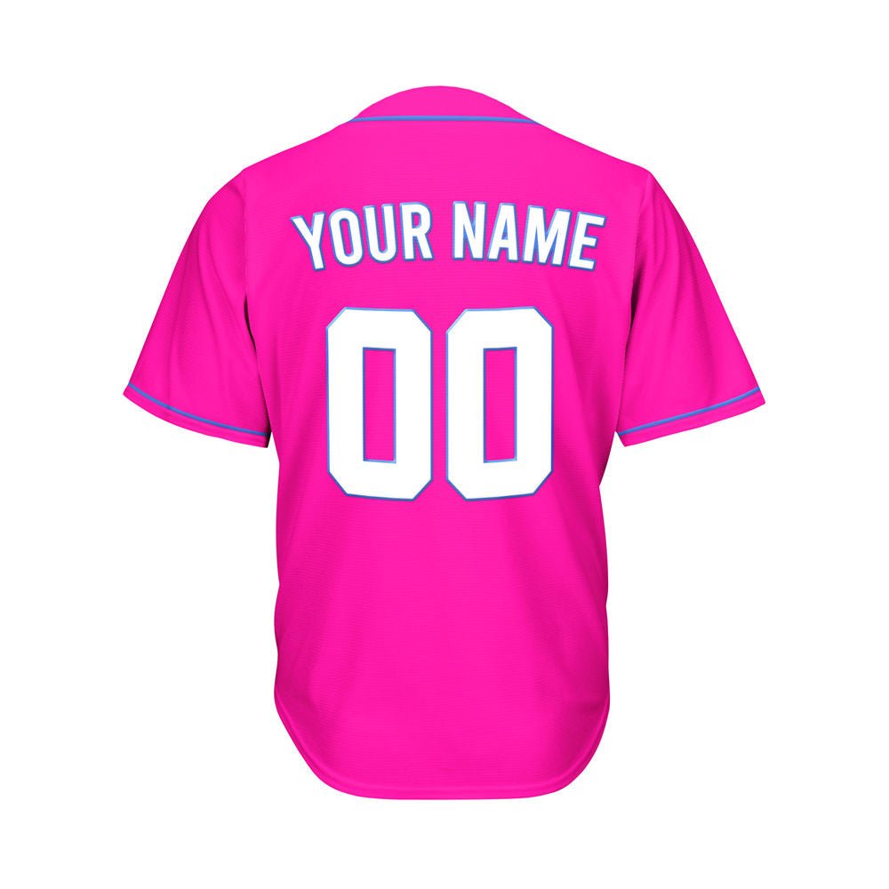 Custom Deep Pink Button Down Hipster Baseball Jersey