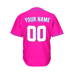 Custom Deep Pink Button Down Hipster Baseball Jersey
