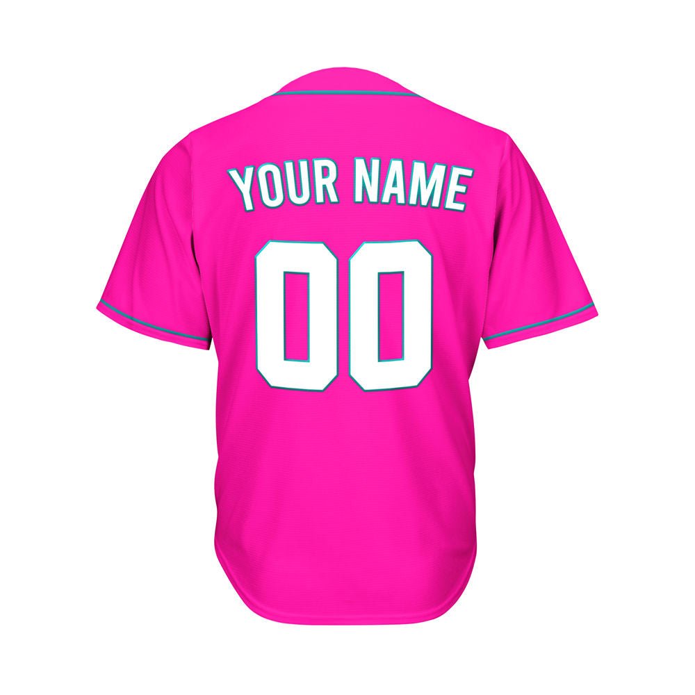 Custom Deep Pink Button Down Hipster Baseball Jersey
