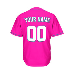 Custom Deep Pink Button Down Hipster Baseball Jersey