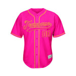 Custom Deep Pink Button Down Hipster Baseball Jersey thumbnail