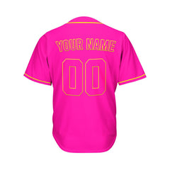 Custom Deep Pink Button Down Hipster Baseball Jersey