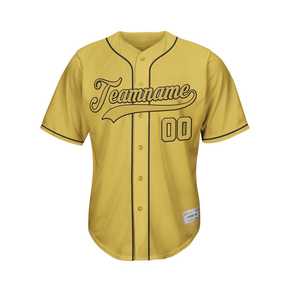 Custom Gold Button Down Hipster Baseball Jersey