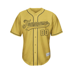 Custom Gold Button Down Hipster Baseball Jersey