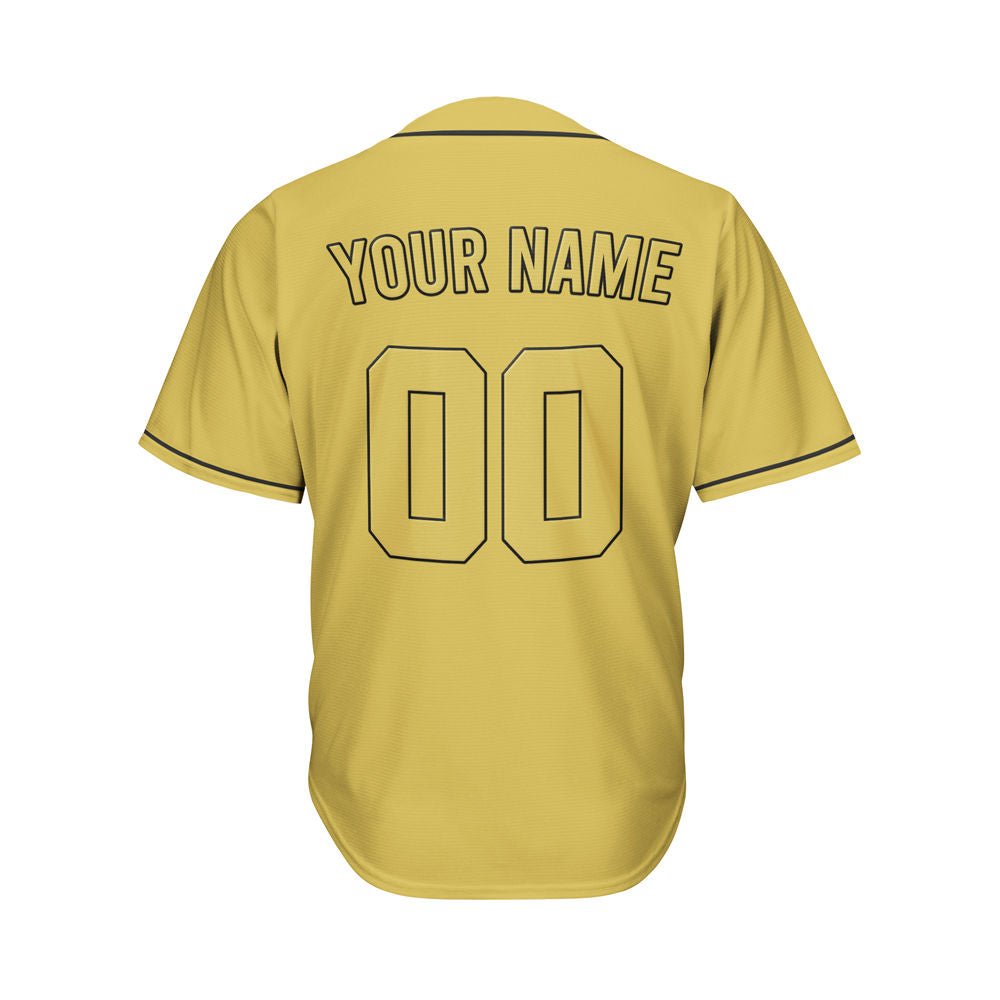 Custom Gold Button Down Hipster Baseball Jersey