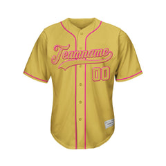 Custom Gold Button Down Hipster Baseball Jersey