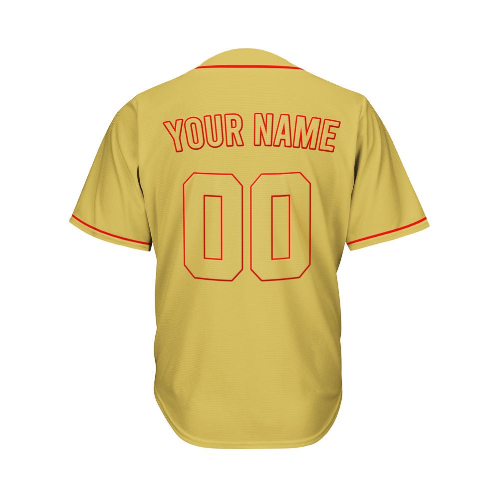 Custom Gold Button Down Hipster Baseball Jersey