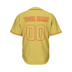 Custom Gold Button Down Hipster Baseball Jersey