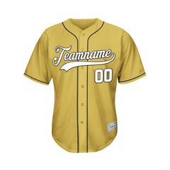 Custom Gold Button Down Hipster Baseball Jersey