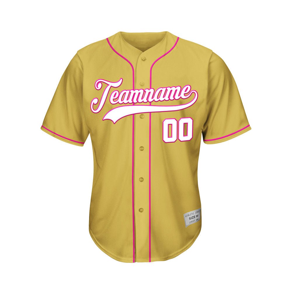 Custom Gold Button Down Hipster Baseball Jersey
