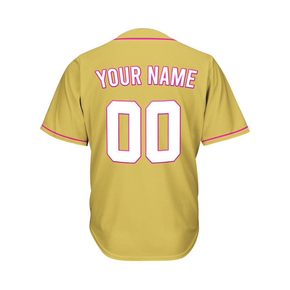 Custom Gold Button Down Hipster Baseball Jersey