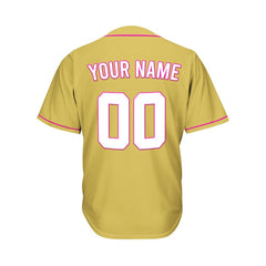 Custom Gold Button Down Hipster Baseball Jersey