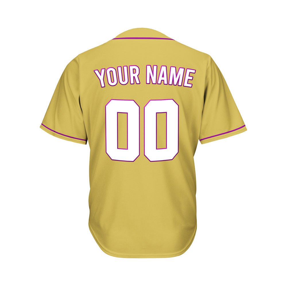 Custom Gold Button Down Hipster Baseball Jersey