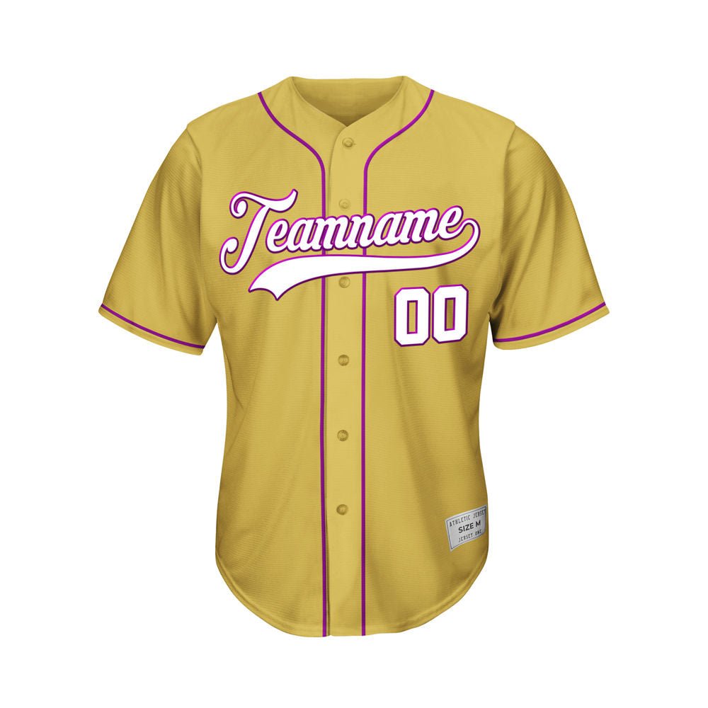 Custom Gold Button Down Hipster Baseball Jersey