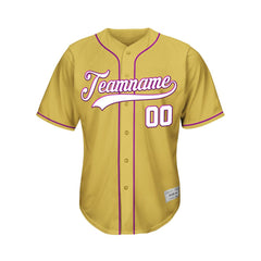 Custom Gold Button Down Hipster Baseball Jersey