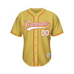 Custom Gold Button Down Hipster Baseball Jersey