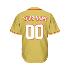 Custom Gold Button Down Hipster Baseball Jersey