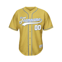 Custom Gold Button Down Hipster Baseball Jersey