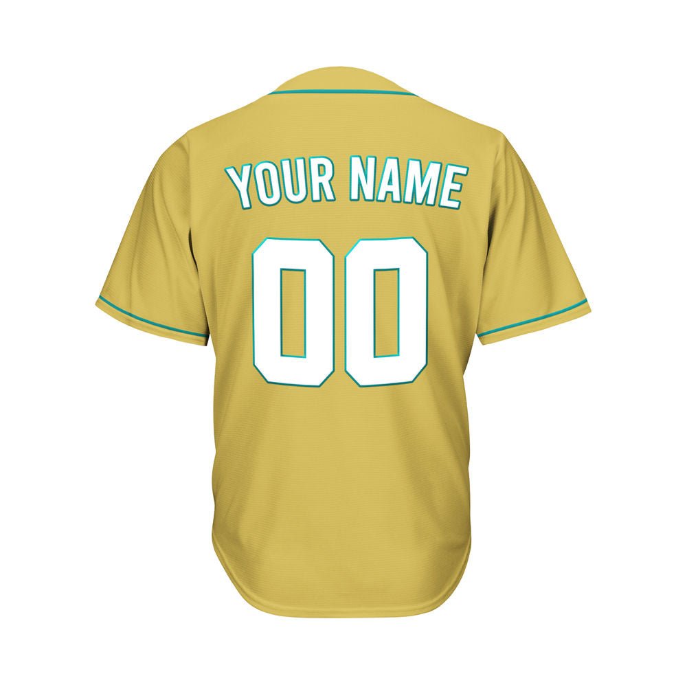 Custom Gold Button Down Hipster Baseball Jersey