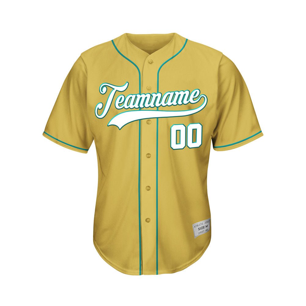 Custom Gold Button Down Hipster Baseball Jersey