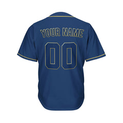 Custom Navy Button Down Hipster Baseball Jersey