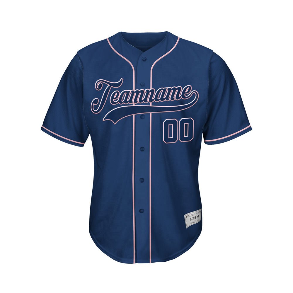 Custom Navy Button Down Hipster Baseball Jersey