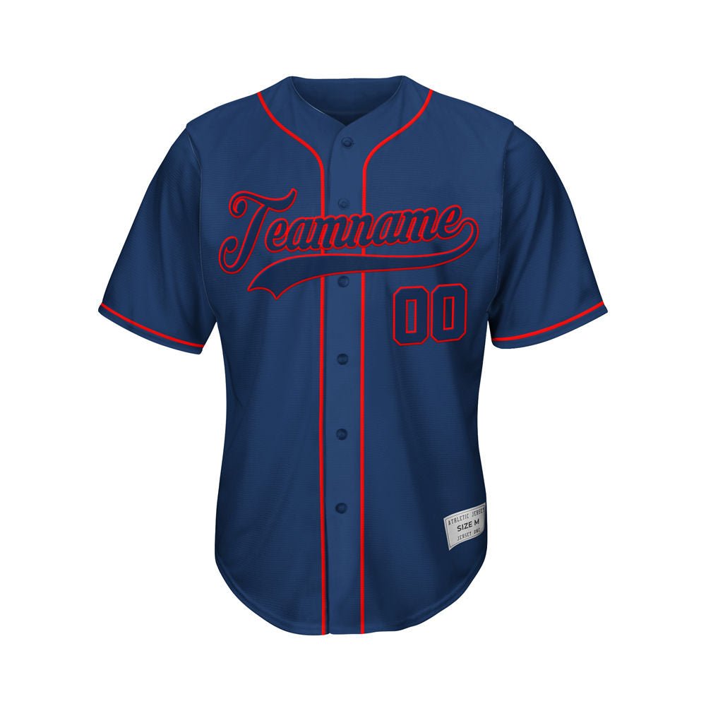 Custom Navy Button Down Hipster Baseball Jersey
