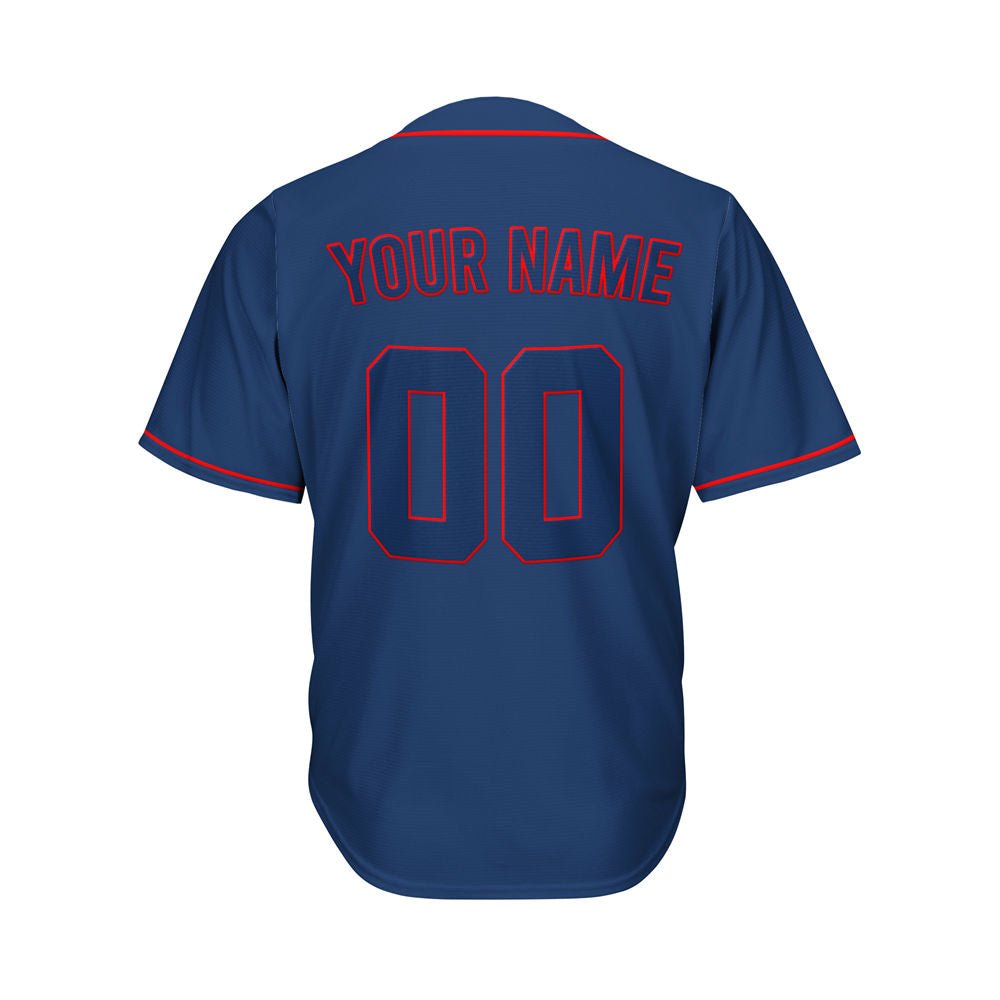 Custom Navy Button Down Hipster Baseball Jersey