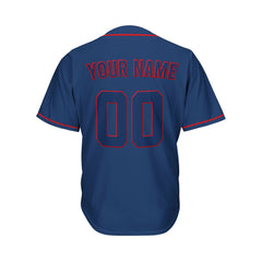 Custom Navy Button Down Hipster Baseball Jersey