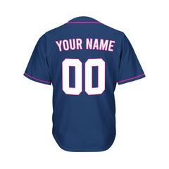 Custom Navy Button Down Hipster Baseball Jersey